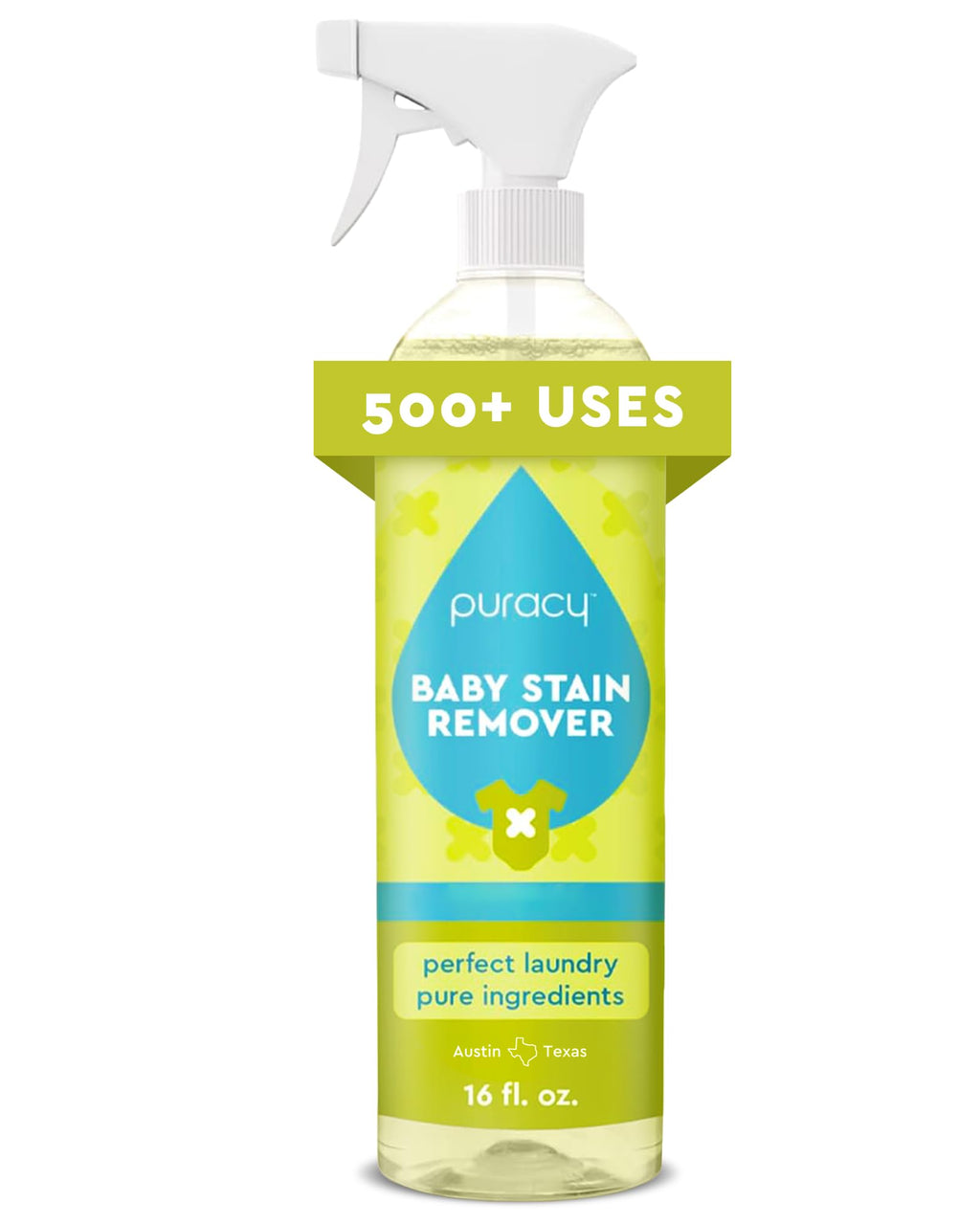 Puracy Stain Remover, Travel and Laundry Stain Cleaner for Clothes, Baby Essentials, Kids Stains, Oil and Fabric Spot Cleaner (Baby Stain Remover Spray, 16 fl oz)