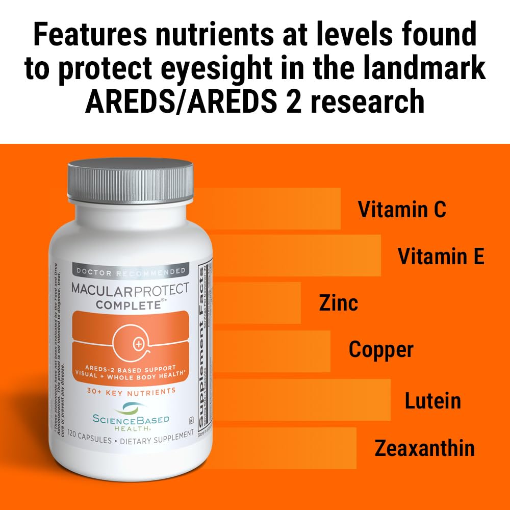 ScienceBased Health MacularProtect Complete – AREDS 2 Eye Health Supplement & Daily Multivitamin – 30+ Nutrients with Lutein & Zeaxanthin – Supports Vision & Whole Body Health – 120 Capsules