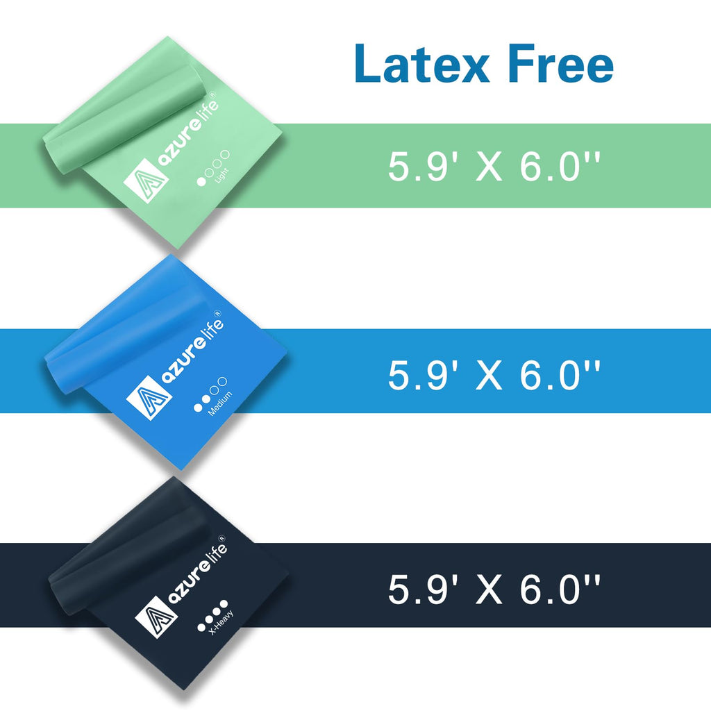 A AZURELIFE Resistance Bands,Professional Long Non-Latex Elastic Stretch Bands,Exercise Bands for Physical Therapy, Yoga, Pilates, Rehab, at-Home or The Gym Workouts, Strength Training