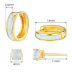 Chunky Small Gold Hoop Earrings for Women Sensitive Ears (04-Set Gold, White Opal)