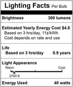 Simba Lighting Small Globe G16.5 Round Bulb 40W E12 Candelabra Base (10 Pack) for Chandelier, Ceiling Fan Light, Decorative Vanity Lights, Wall Sconce, Clear Glass 110V 120V, 2700K Warm White Dimmable