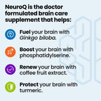 NeuroQ Memory & Focus - Boosts Cognitive Performance & Brain Function - Neuroprotective Formula by Dr. Dale Bredesen - Gotu Kola Ginkgo Phosphatidylserine & Propolis - 60 Capsules (Pack of 2)