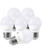 Refrigerator Light Bulb A15, 5W LED, 40W Equivalent, E26 120V, 5000K 6-Pack