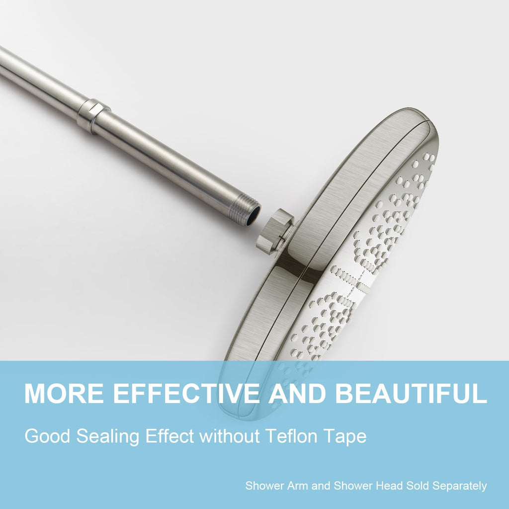 OFFO Shower Head Extension Arm, Brushed Nickel 16 in Shower Arm Extension Shower Head Extender Made of 305 Stainless Steel Shower Pipe Extension