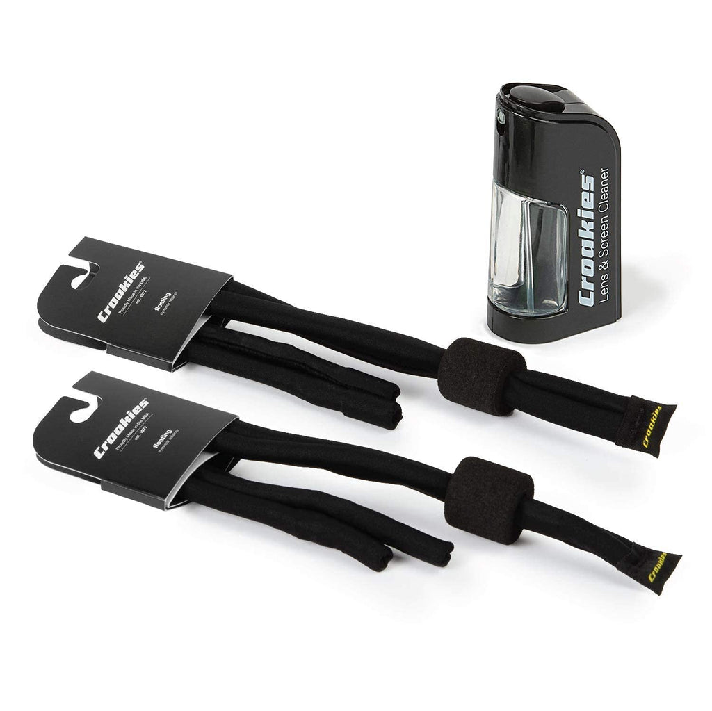 Croakies Lycra Suiters Floater Glasses Strap and Glasses Cleaner Kit, Black