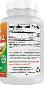 Best Naturals Betaine HCL 648 mg 250 Capsules (250 Count (Pack of 2))