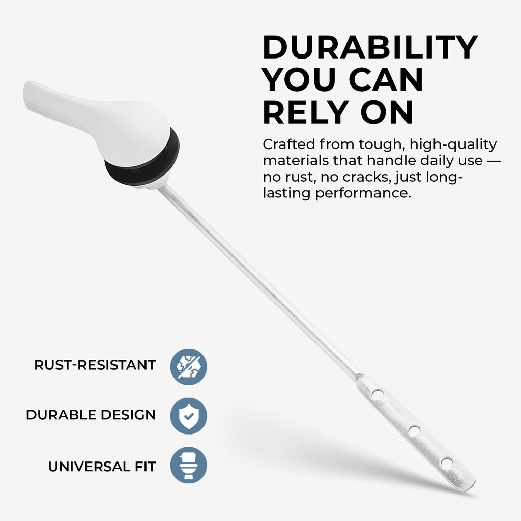 Qualihome White Finish Front Mount Toilet Handle Replacement Kit, Universal Toilet Tank Flush Lever Fits Most Standard Front-Mount Toilet Tanks