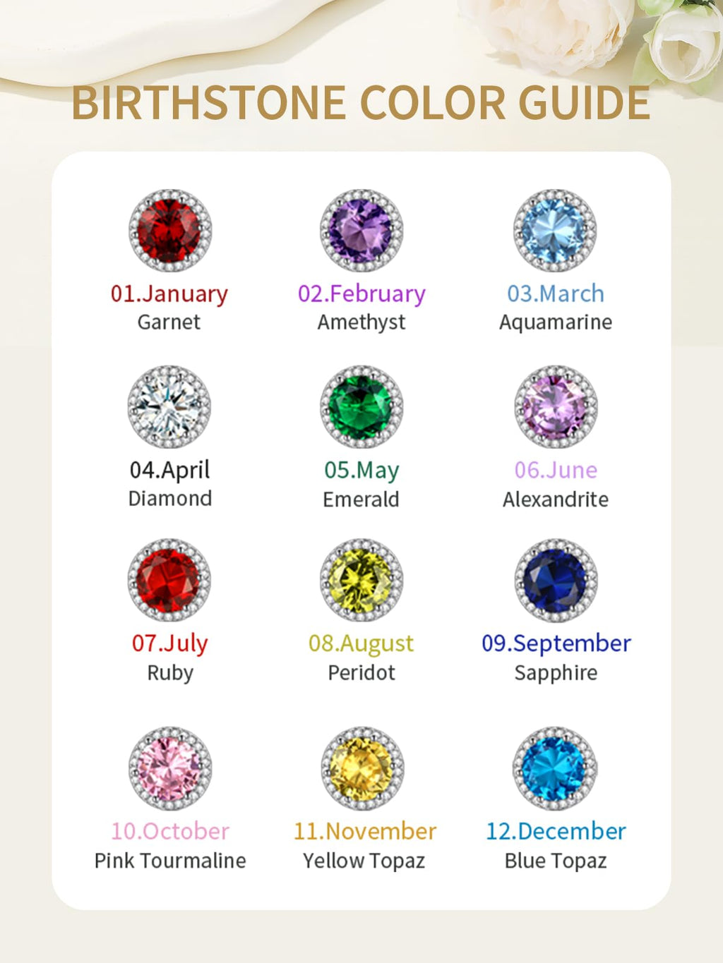 FindChic April Diamond Clip On Earrings for Women Silver Birthstone
