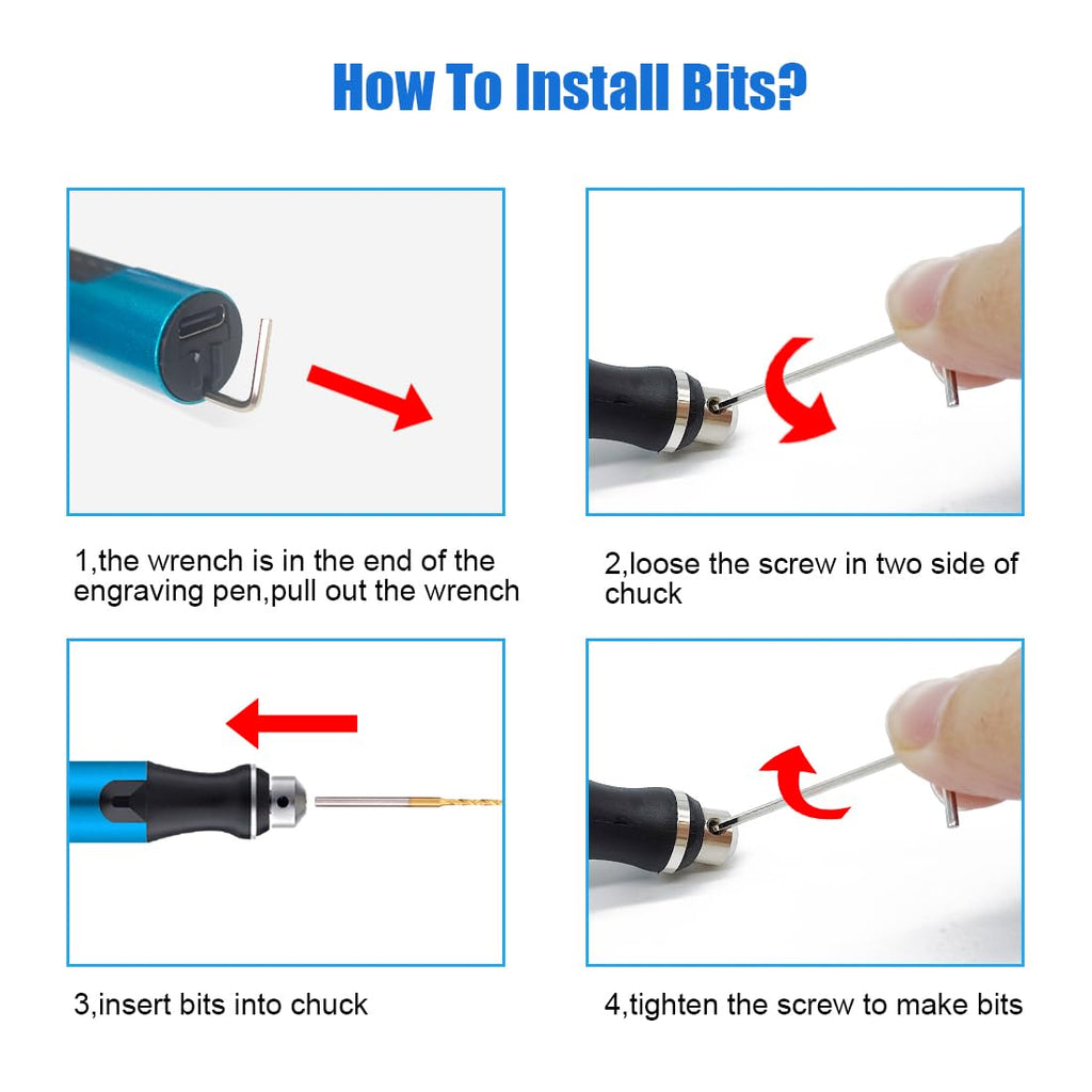 3-Speed Cordless Mini Drill Pen With 10 Small Drill Bits,Rechargeable Electric Hand Drill Pin Vise,Resin Drill Set For Jewelry Making, Resin, Plastic, Wood, Keychains DIY (BLUE)