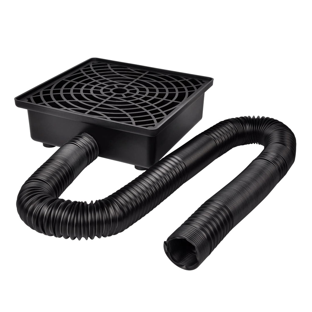 Prestantious Catch Basin Gutter Downspout Extensions, 12"×12" Low Profile Catch Basin Downspout Extender with 2" ID Flexible Pipe, No Deep Dig Needed, Rainwater Diverter, Pipe Stretched Length 8.2ft