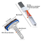 NEOHATION Pool Pumice Stone and 5 inch Stainless Steel Pool Brush Kit with EZ-Clip Handle to Reomve Erase Rust Stain Spot in Concrete Plaster Pool Spa and Calcium Deposit on Pool Tile, BPST01