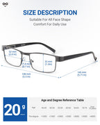 JOLISU 5PCS Reading Glasses Men - Blue Light Blocking Computer Metal Thin Frame Readers For Mens/Women W/Case（2.00）