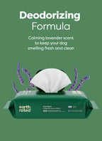 Earth Rated Dog Wipes for Paws & Butt, Deodorizing, Lavender, 400ct