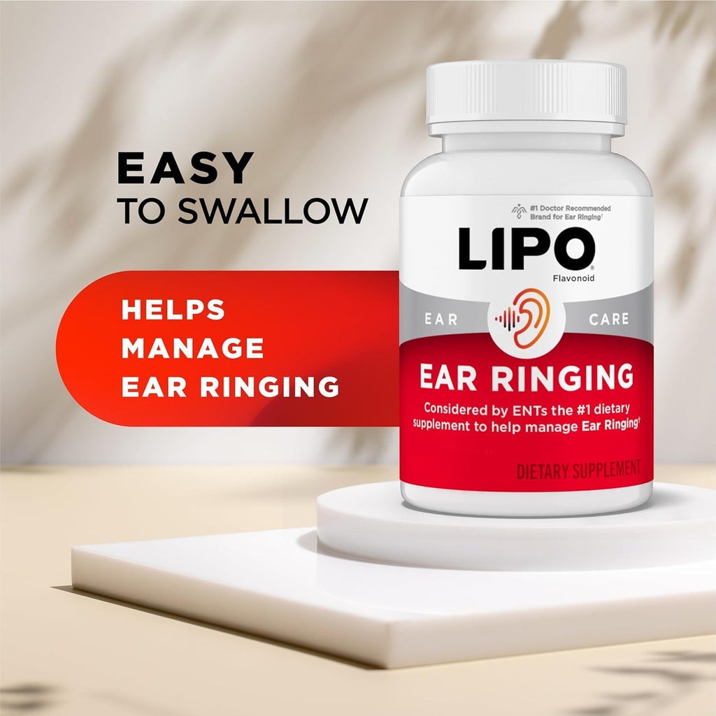 Lipo-Flavonoid Ear Ringing, Doctor-Recommended for Ringing Ears, Clinically Proven Lemon Bioflavonoid Complex with Vitamins C, B1, B2, B6, B12, & Calcium, 150 Caplets