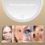 JJhxr 30X Magnifying Mirror with Lights, 6inch Makeup Magnified Mirror 30X Lighted Travel Magnification with 3 Suction Cups and 360° Adjustable Stand- Includes Tweezers & Scissors