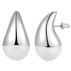 Gacimy Silver Teardrop Earrings for Women, 32MM Chunky Drop Earrings