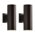 mirrea Modern Outdoor Porch Light Patio Light in 2 Lights with Aluminum Cylinder and Tempered Glass Cover Waterproof Wall Sconce 2 Pack (Oil Rubbed Bronze)