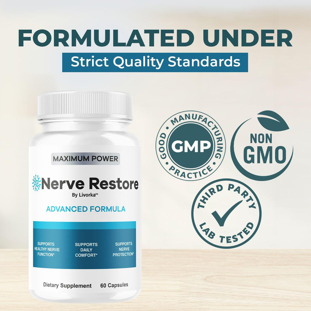 Nerve Restore - Advanced Formula Capsules Natural Premium Formula, Daily NerveRestore Pills Support Comfort, Nerve Restored Vitamins Health Wellness, 60 Capsules for 1 Month