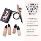 Luminess Air Icon Makeup Airbrush System and 4-Piece Foundation Starter Kit, Warm Coverage - Quick, Easy & Long Lasting Application - Includes Silk 4-In-1 Foundation, Highlighter & Blush