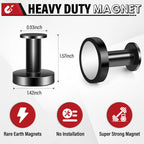 Buelkmag Magnetic Hooks for Cruise Cabins, Black 150lb Strong Magnetic Hooks, Magnetic Coat Hook, Heavy Duty Magnets for Wreath, Classroom, Hanging, Grill, Cruise Ship, Camping, 6Pcs