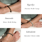 Jewdreamer 16PCS Natural Crystal Bracelets for Women Men - 8mm Semi-Precious Gemstone Beaded Bracelets, Round Gemstones Stretch Bracelet, Yoga Bracelets Jewelry Gift
