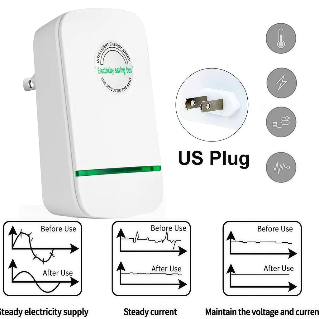 New Universal Energy-Saving Box, Reduce Electricity Bills, Plug-and-Play, Power Factor Corrector for Home and Office Use (2Pcs)
