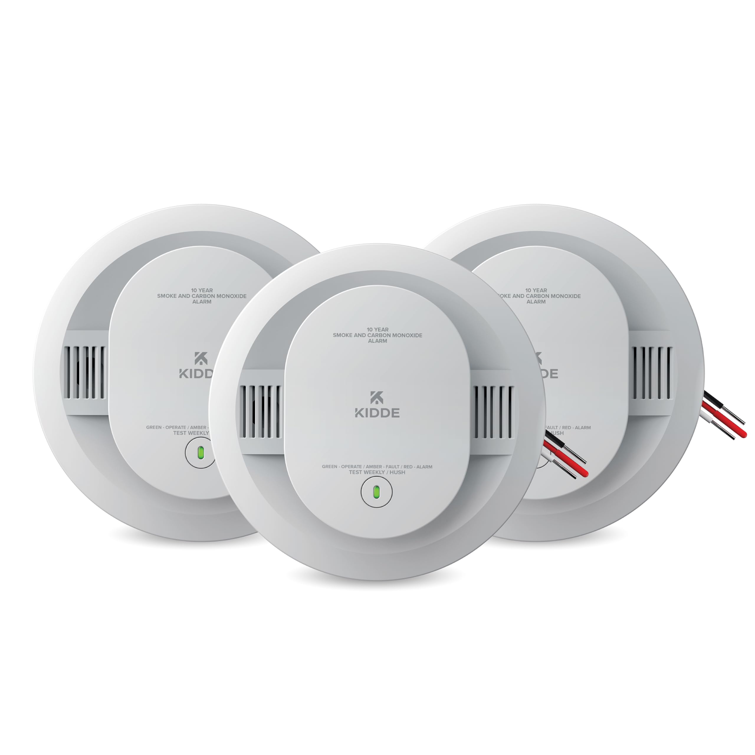 Kidde Smoke and Carbon Monoxide Detector, Hardwired with 10-Year Battery Backup, LED Status Lights, Interconnected, 85 dB Alarm, 5 inches, 30CUA10, 3 Pack