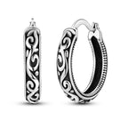 Hapour Vintage Filigree 925 Sterling Silver Oval Small Hoop Earrings for Women Fashion Flower Dainty Huggie Hoops Hypoallergenic Trendy Jewelry Birthday Gift