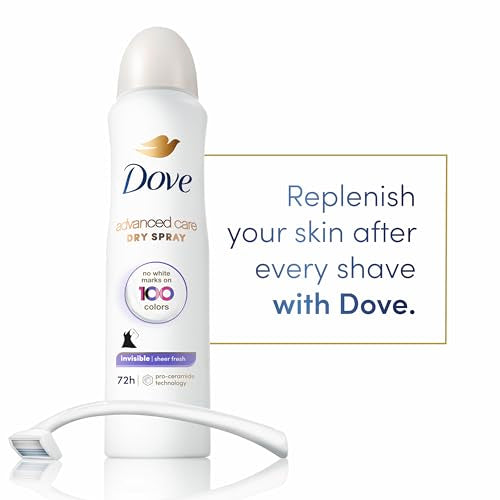 Dove Advanced Care Invisible Dry Spray Antiperspirant Deodorant No White Marks on 100 Colors Sheer Fresh 48-Hour Sweat and Odor Protecting Deodorant for Women 3.8 oz, Pack of 12