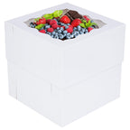 Moretoes 10pcs 8x8x8 Inches Cake Boxes with Window, White Bakery Dessert Boxes, Cajas Pasteles for Cake, Valentine's Day, Mother's Day,Wedding, Birthday, Party