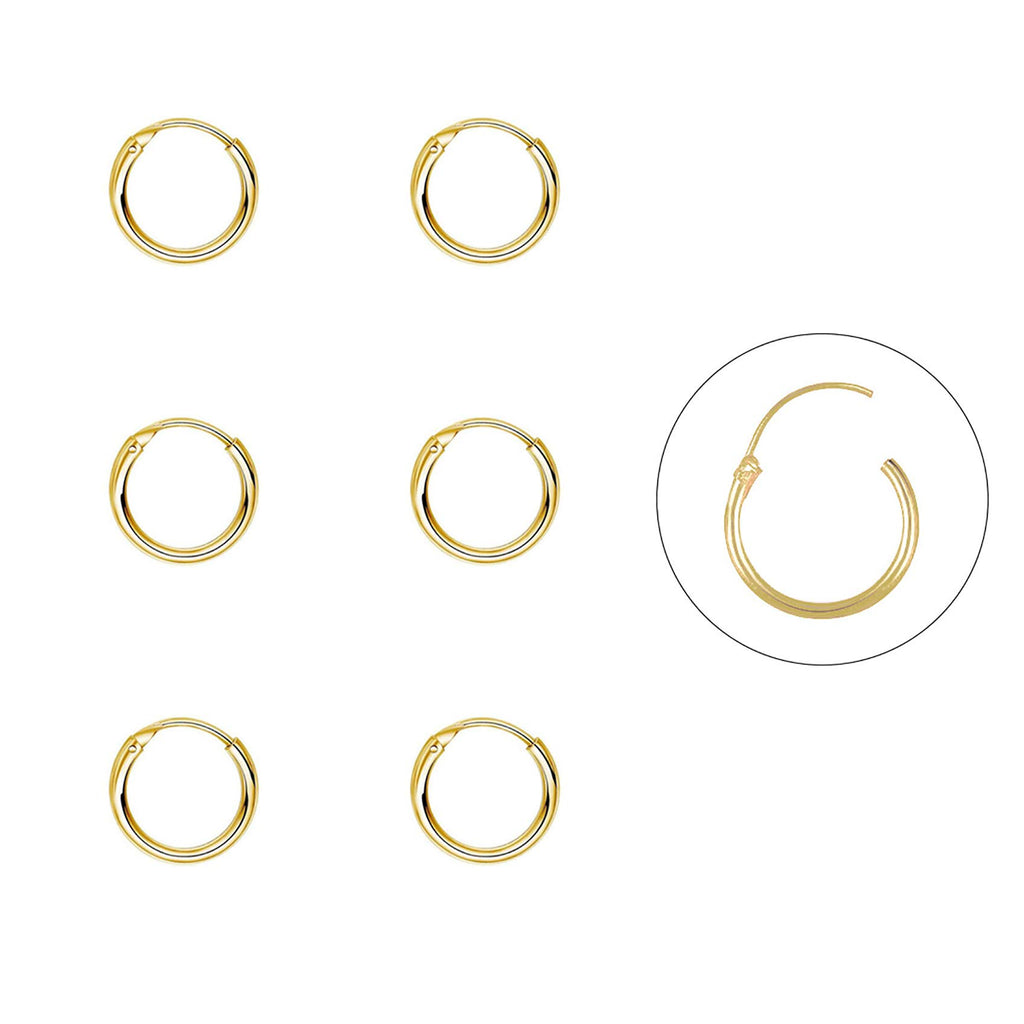 EPIRORA Silver Hoop Earrings- Cartilage Endless Small Hoop Earrings Set for Women Men, 3 Pairs of Hypoallergenic 925 Sterling Silver Tragus Earrings Nose Lip Rings (3 Pairs(8mm*3)-Gold)