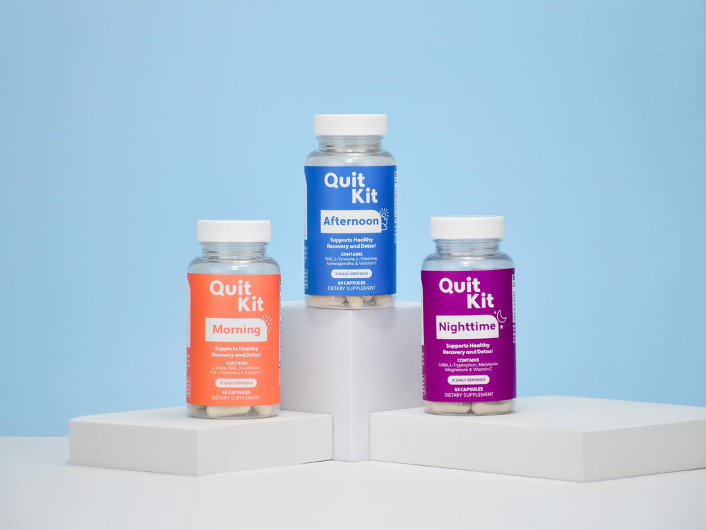 Quit Kit Detox & Withdrawal Support System | 21-Day Recovery Supplement for Anxiety, Stress, Sleep, Mood & Craving Support | Magnesium Glycinate, GABA, L-Theanine