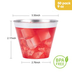 Goodluck 50PCS 9oz Plastic Cups for Party, Disposable Silver Plastic Cups