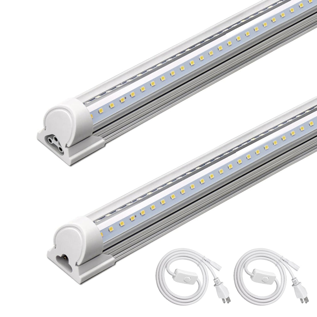 Barrina LED Shop Lights 4FT, 40W 5500LM 5000K Daylight White, T8 LED Garage Lights, V Shape, Clear Cover, High Output Tube, Linkable 4 Foot LED Strip Light for Workshop, Warehouse with Plug, 2 Packs