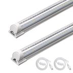 Barrina LED Shop Lights 4FT, 40W 5500LM 5000K Daylight White, T8 LED Garage Lights, V Shape, Clear Cover, High Output Tube, Linkable 4 Foot LED Strip Light for Workshop, Warehouse with Plug, 2 Packs