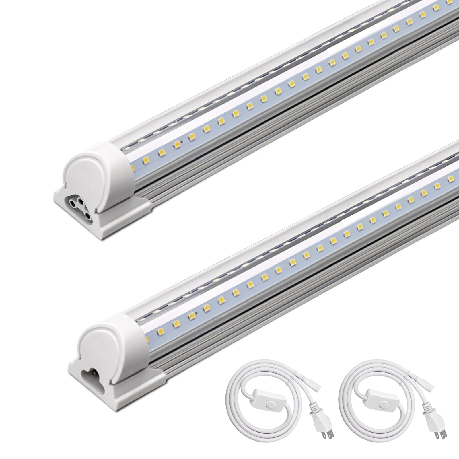 Barrina LED Shop Lights 4FT, 40W 5500LM 5000K Daylight White, T8 LED Garage Lights, V Shape, Clear Cover, High Output Tube, Linkable 4 Foot LED Strip Light for Workshop, Warehouse with Plug, 2 Packs