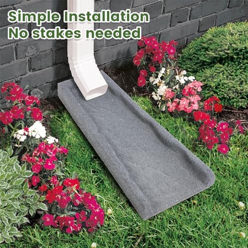 3 Pack Rubber Downspout Splash Block Rain Gutter Down Spout Drain Trays Gray