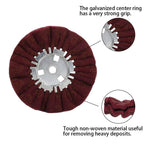 QZATTCAEN 8" Non-Woven Airway Satin Buffing Wheel, 5/8" Arbor Hole | Surface Prep Wheel for Angle Grinder, Ideal for Sanding & Polishing Aluminum, Stainless Steel - 4 PCS