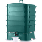 The Original VermiHut® Plus 5-Tray Worm Compost Bin – Indoor & Outdoor Vermicomposting System, Continuous Flow Food Waste Recycler for Organic Composting & Gardening - Dark Green