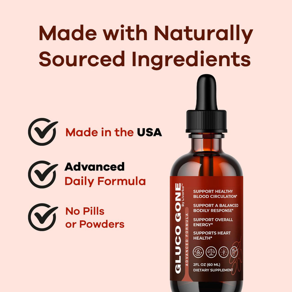 Gluco Gone Drops - Original Premium GlucoGone Liquid Drops All Natural Ingredients Support Advanced Formula for Overall Health & Wellness, Glucogone Organic Droppers, 1 Bottle for 1 Month