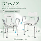 Swivel Shower Chair with Arms and Back, 450lbs Heavy Duty Shower Chair for Elderly and Disabled, Handicap Shower Chairs for Inside Shower Stool & Bath Tub Seat for Adults