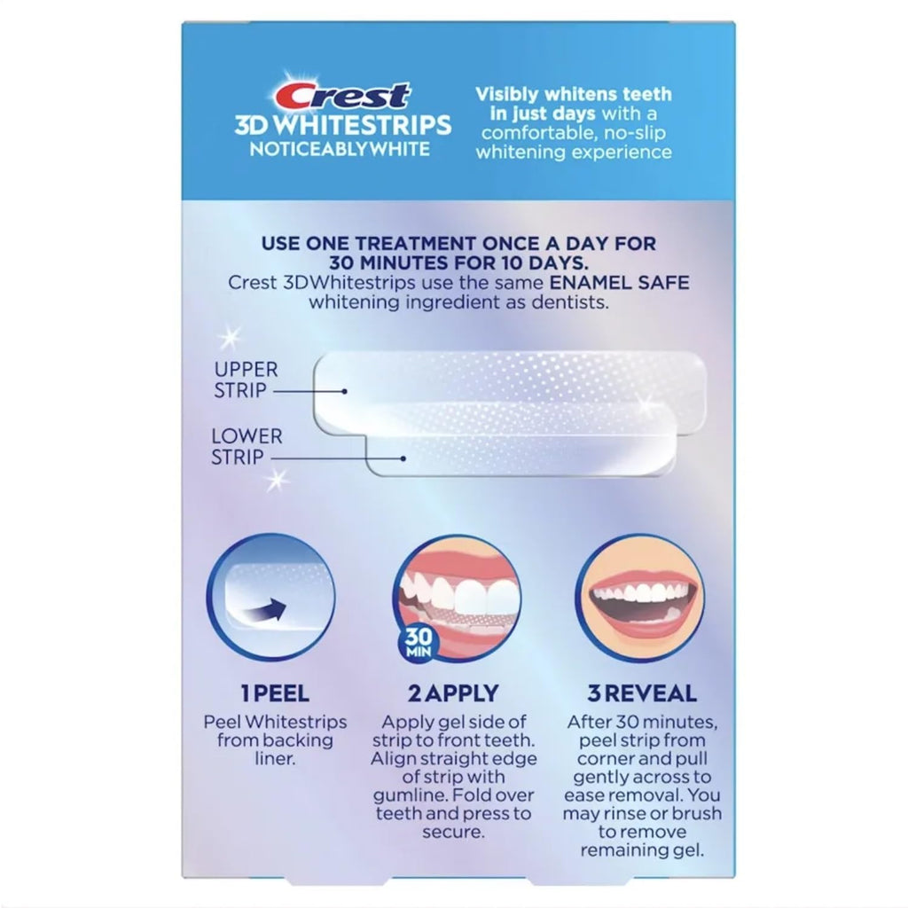 Crest 3D Whitestrips, Noticeably White, Teeth Whitening Strip Kit, 20 Strips (10 Count Pack)