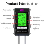 6-in-1 Digital Soil Tester, Soil Moisture Meter and pH Tester for Plants, Tests Moisture, pH, Fertility, Temperature, Sunlight and Air Humidity for Garden and Lawn (2*AAA Batteries Needed)
