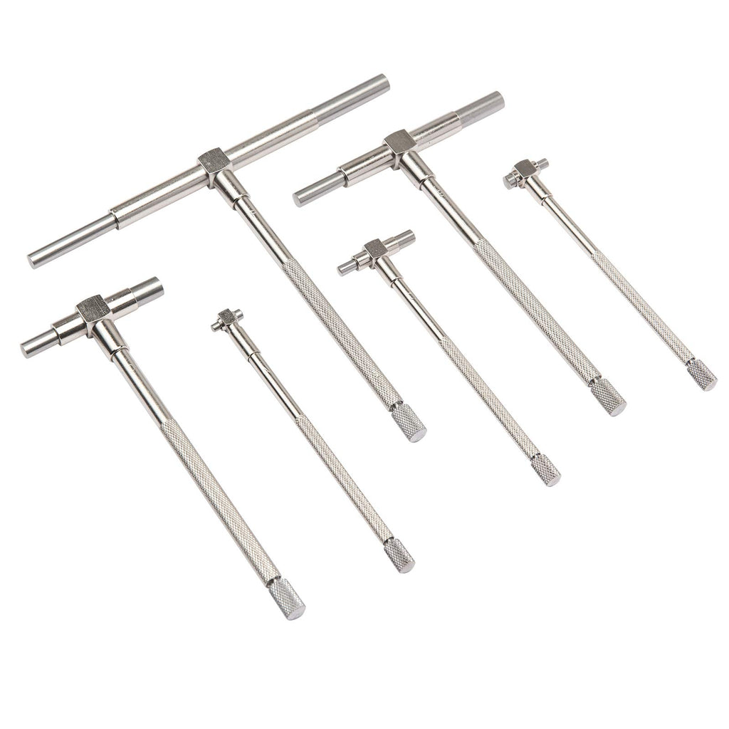 Beslands 6 Pc Telescoping Gage Set, 5/16" - 6" Range, T-Bore Hole Gauges w/Pouch, High Precision Telescopic Bore Gauge T-Gage Set (5/16" to 6")