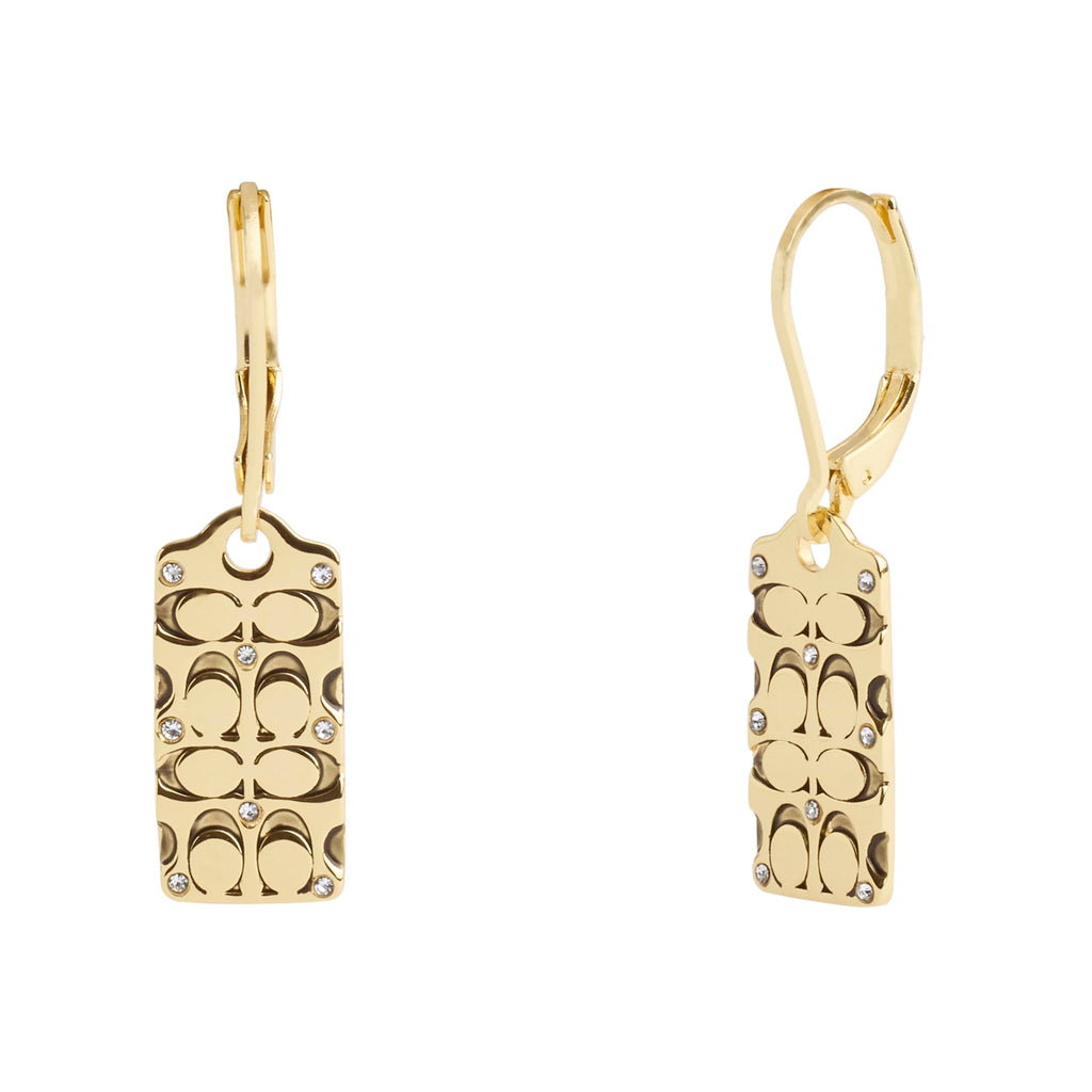 COACH Quilted C Tag Drop Earrings Golden One Size