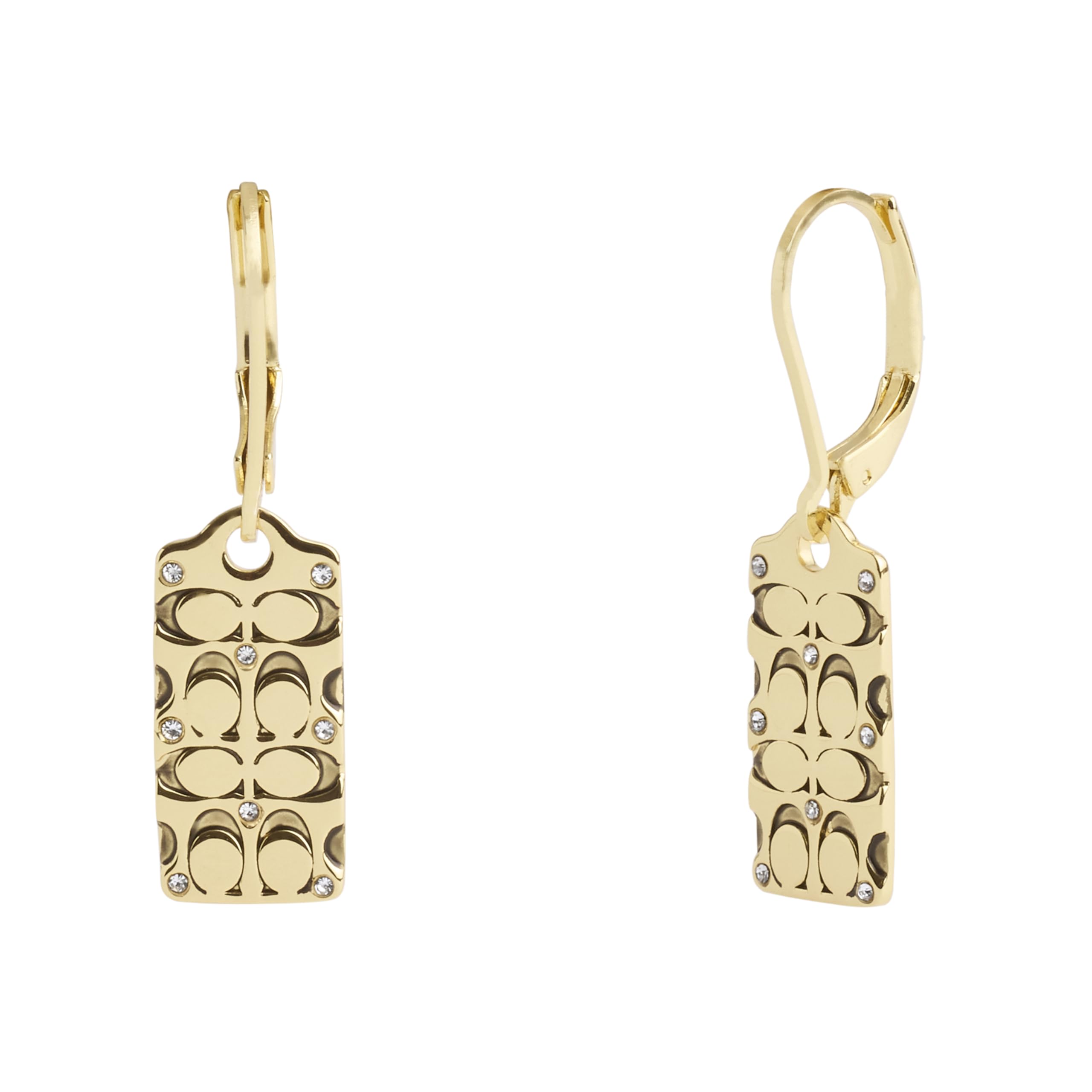 COACH Quilted C Tag Drop Earrings Golden One Size