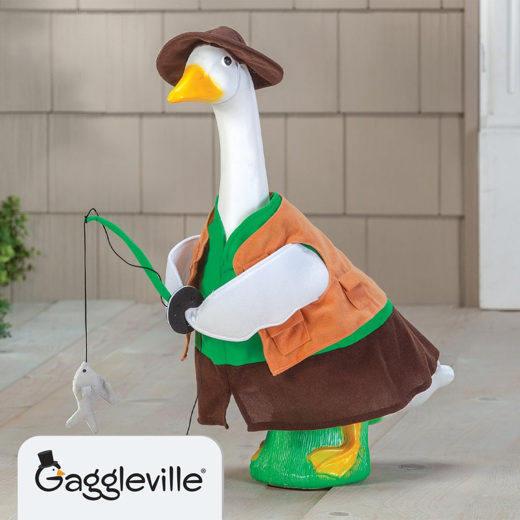 Gaggleville Fishing Goose Outfit, Fits Large 23" H Statue by Miles Kimball