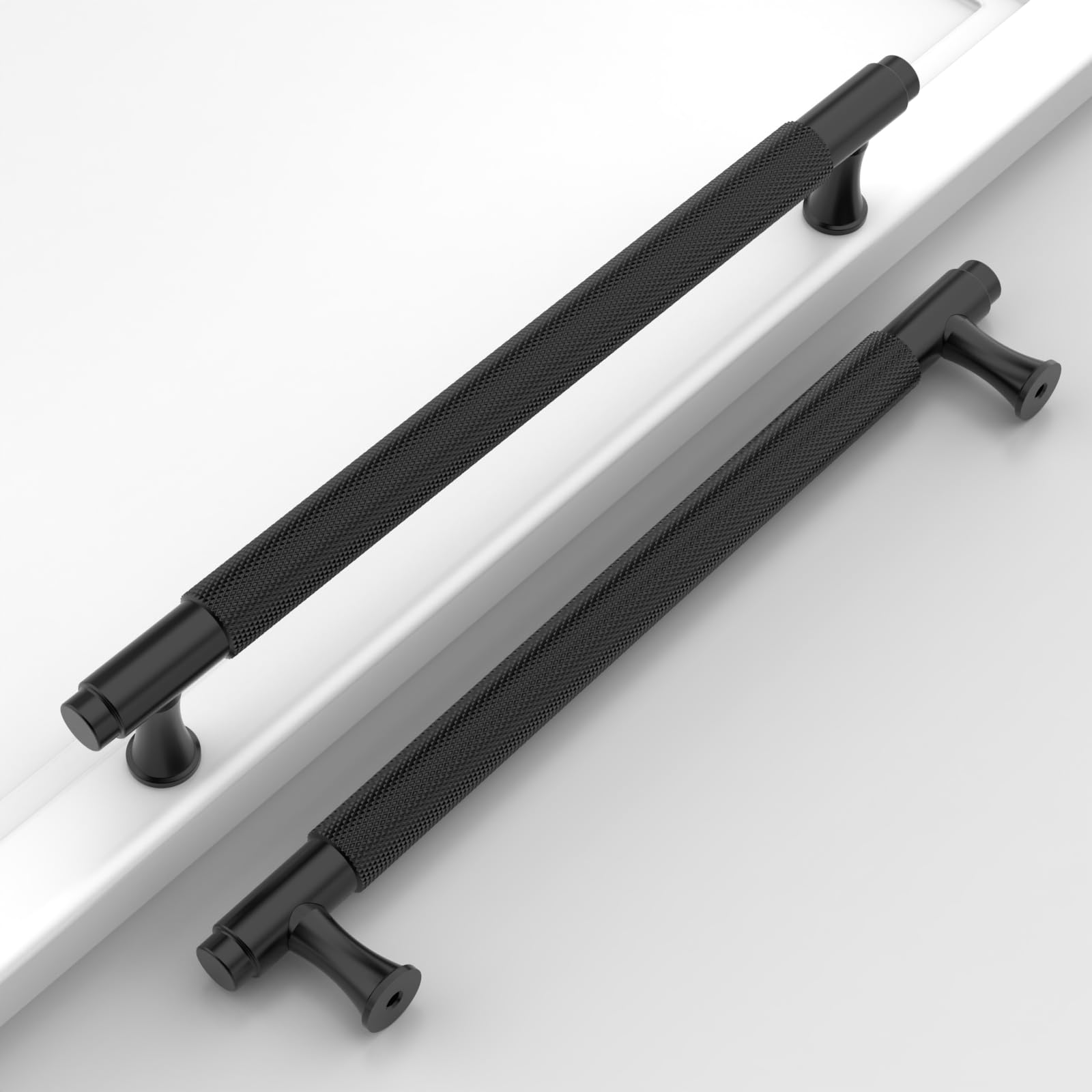 Coinkoly 10 Pack 7-1/2"(192mm) Matte Black Cabinet Pulls Knurled Kitchen Cabinet Handles Drawer Pulls Cupboard Hardware for Cabinets