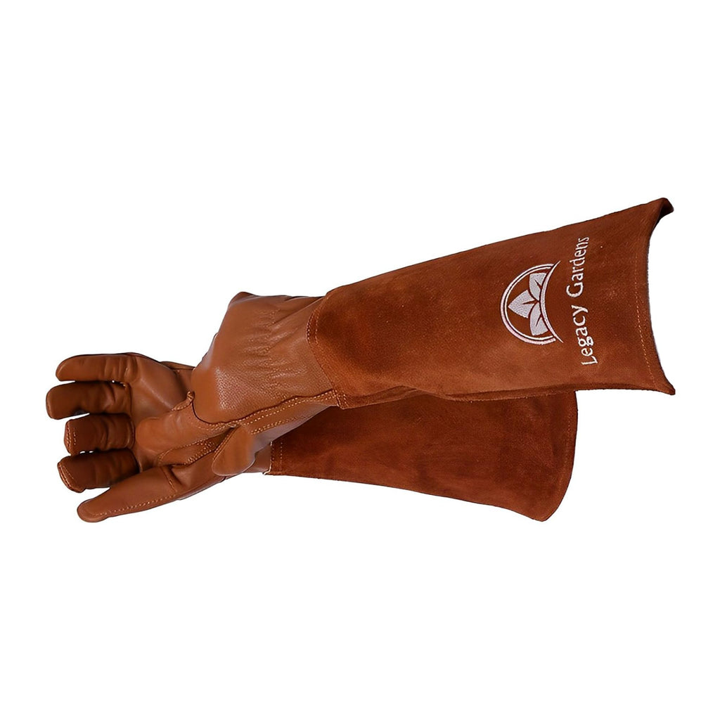 Leather Gardening Gloves for Women & Men, Long Garden Gloves, Cowhide Gauntlet Rose Pruning Thorn Resistant, Forearm Protection, Medium, Brown