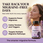 MigraNova - Migraine Relief & Daily Prevention for Migraine Sufferers - Magnesium & Riboflavin B2 + NeuroCalm Blend with Feverfew, CoQ10 & Ginger, Vegan, USA Made, 120 Capsules